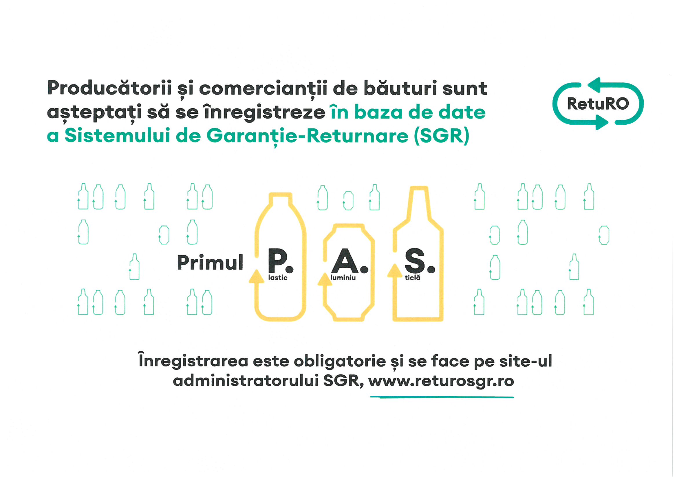 A început înregistrarea obligatorie a comercianților și producătorilor în baza de date a Sistemului de Garanție-Returnare (SGR)!